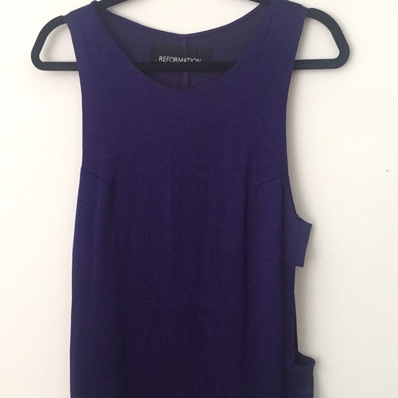 Reformation Dress Deep Purple Silk w/ Side Cutouts - Picture 2 of 6